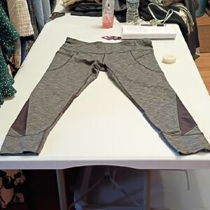 Athleta Heather Gray Leggings with Dark Panels
